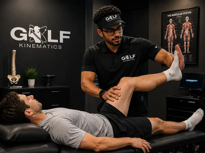 Trey works with a client in a Muscle Reactivation therapy session