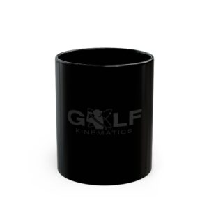 Golf Kinematics Black Ceramic Mug — Subtle Logo Coffee Cup (11oz & 15oz)