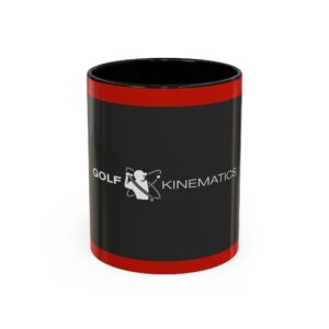 Golf Kinematics Accent Coffee Mug — Red & Black Golf Logo Black Interior (11/15oz)